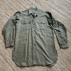 Men's Olive Green Military Style Shirt.  100% Wool.
